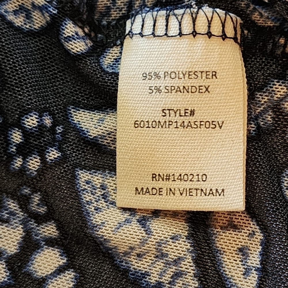 Joie de Vivre 1X Navy Blue Floral Print Kimono Cardigan Open Front Sheer - Picture 6 of 6